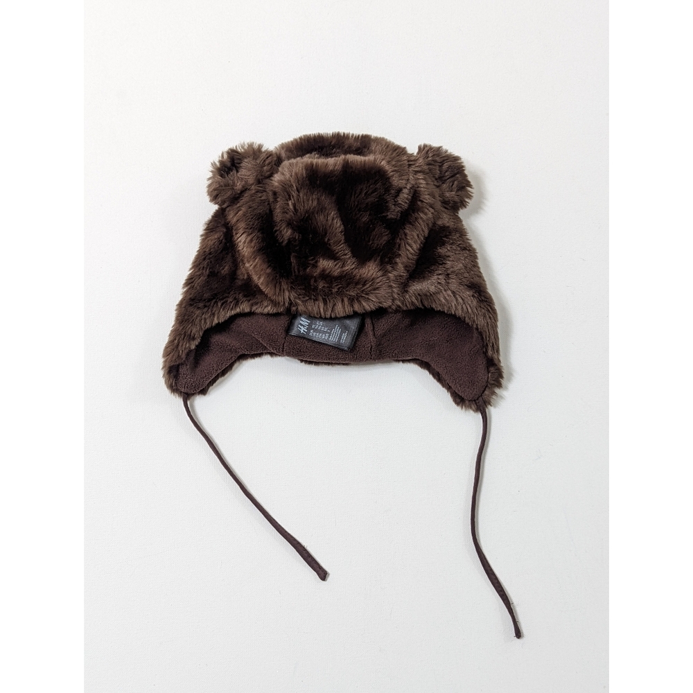 H&M Faux Fur Earflap Winter Hat with Ears Girl's Size 1.5/2 Years